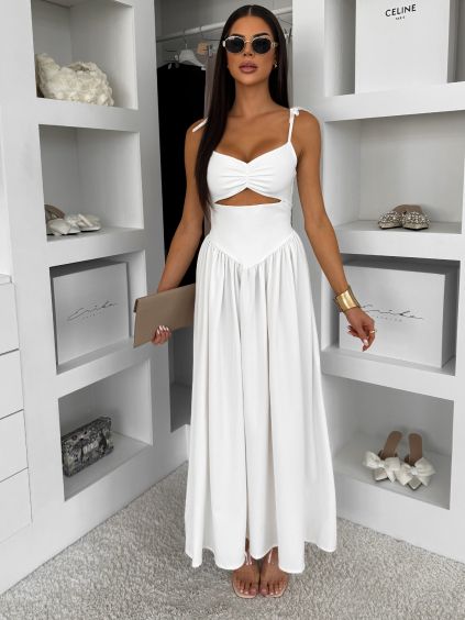 Bílé dlouhé elegantní šaty DOROTA