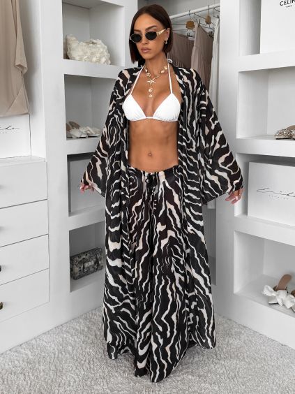 Zebří elegantní přehoz župan přes plavky LEITA