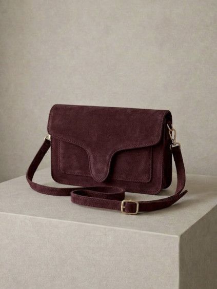 Vínová broušená kožená mini crossbody kabelka TALVORIA
