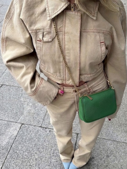 Zelená kožená mini cross body malá kabelka CAVELLE