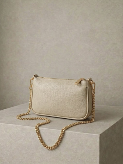 Krémová kožená malá cross body kabelka CAVELLE