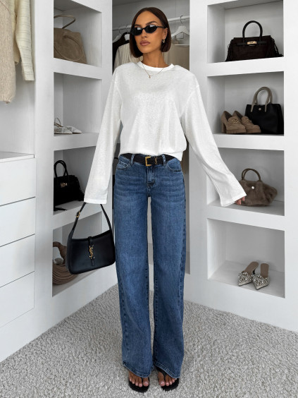 Modré wide leg široké basic džíny LUNIMI