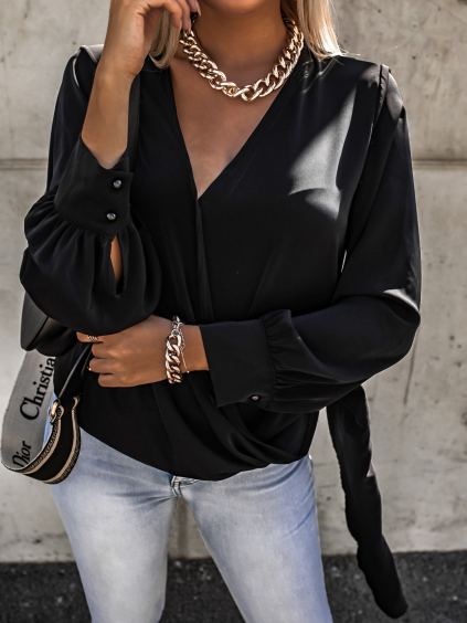 Černá halenka CAMADA s vázáním