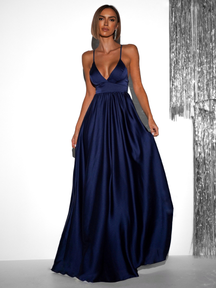 Tmavě modré elegantní šaty MAKANY