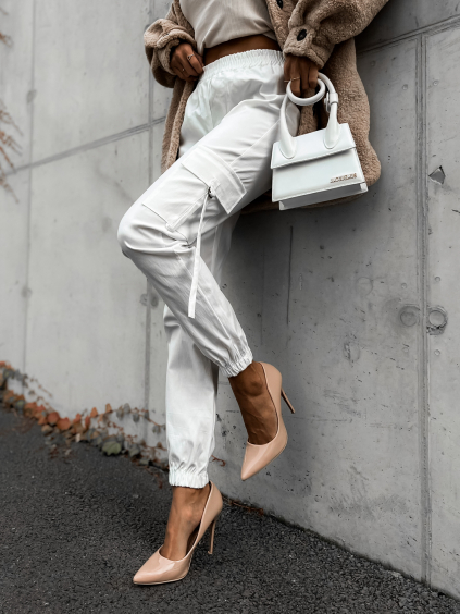 Bílé kalhoty PILL s kapsami