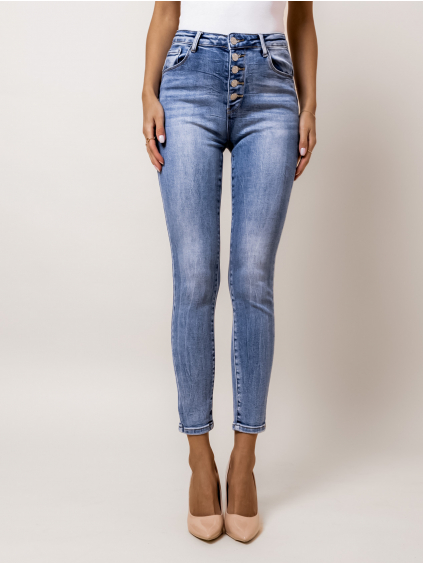 Modré denim džíny JULLIETTE s knoflíky