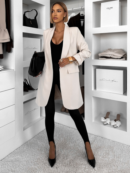 Krémové elegantní sako CASTIEL otevřeného stylu