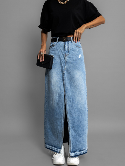 Modrá džínová dlouhá sukně MONIQUE