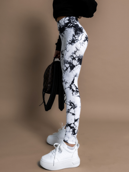 Bíločerné žíhané pushup legíny KHALEESI