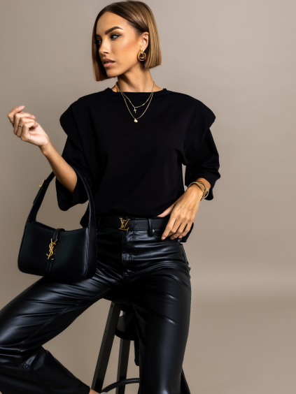 Černé triko RALPH s vycpávkami