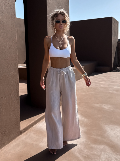 Béžové mušelínové kalhoty KONOVE