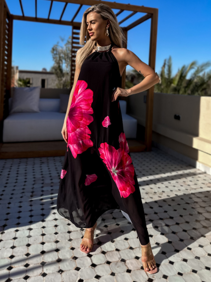 Černé dlouhé elegantní letní šaty GERDINES