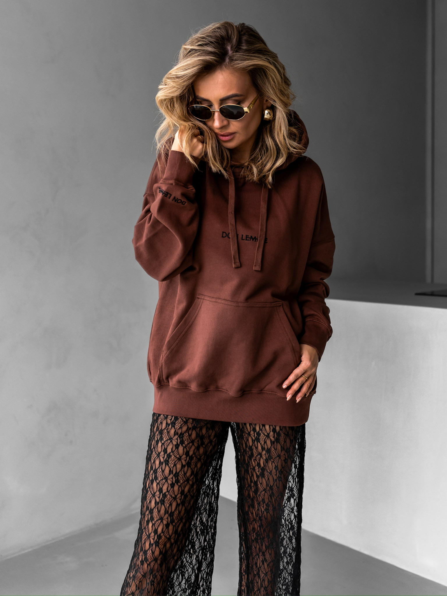 Levně Don Lemme Unisex Mikina Chest - mocha