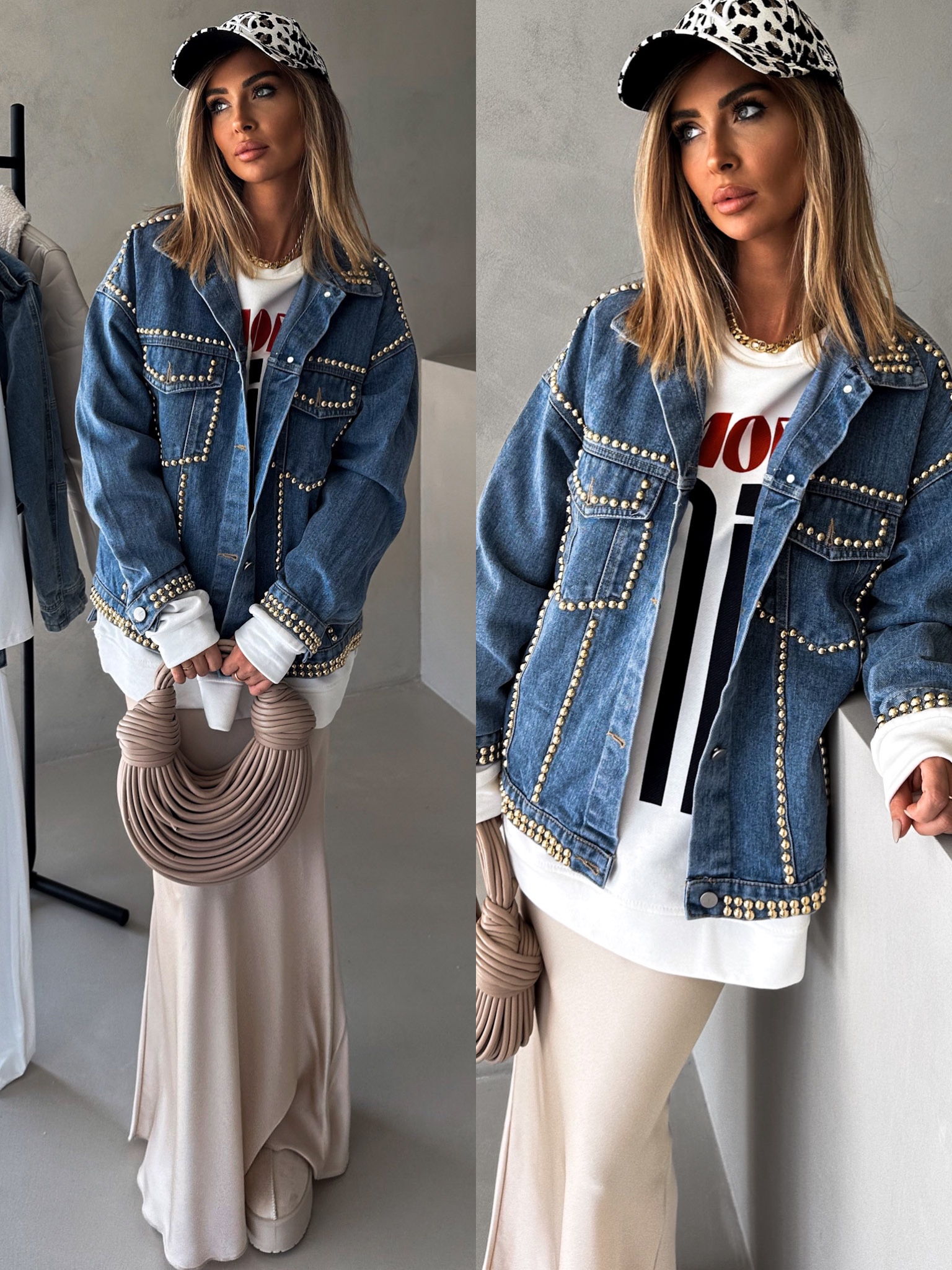 Levně Modrá džínová oversize bunda IRMINA