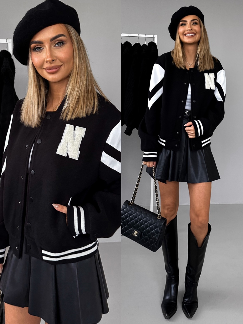 Černá bomber baseball bunda EVGENIE 