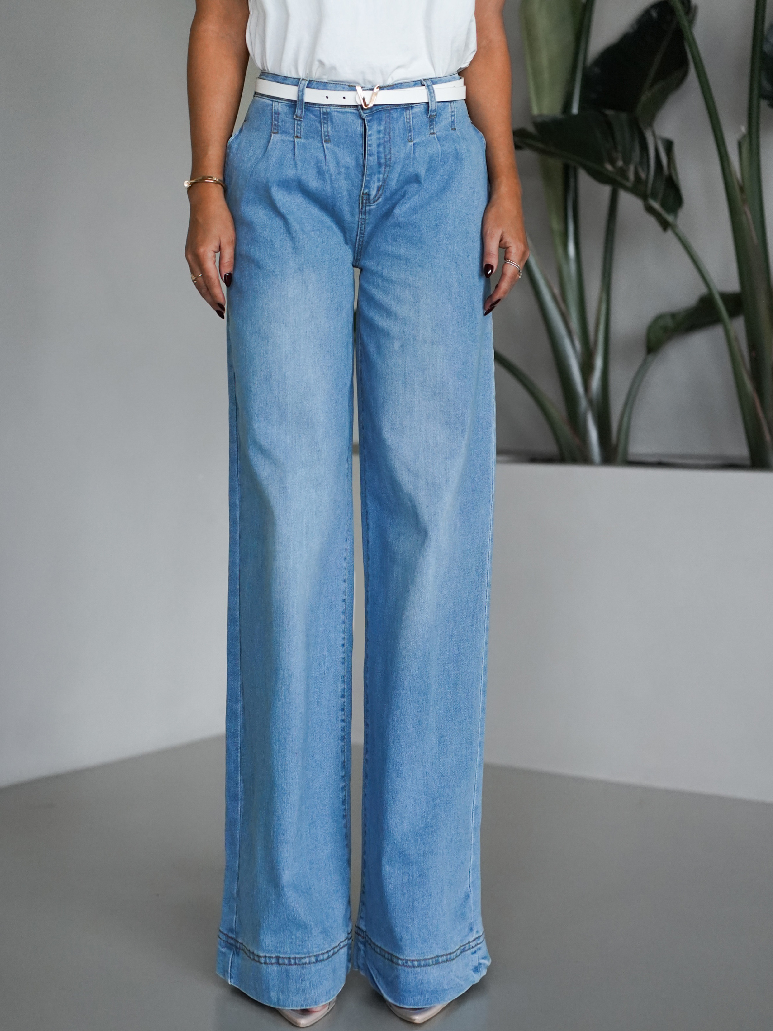 Modré široké wide leg džíny VIUNGO 