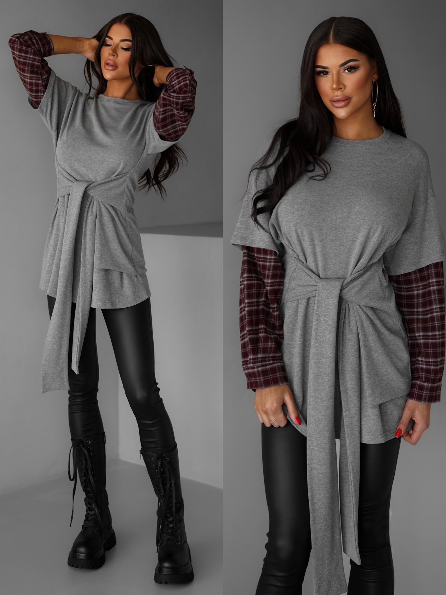 Levně Šedá stylová oversize mikina BARBARA