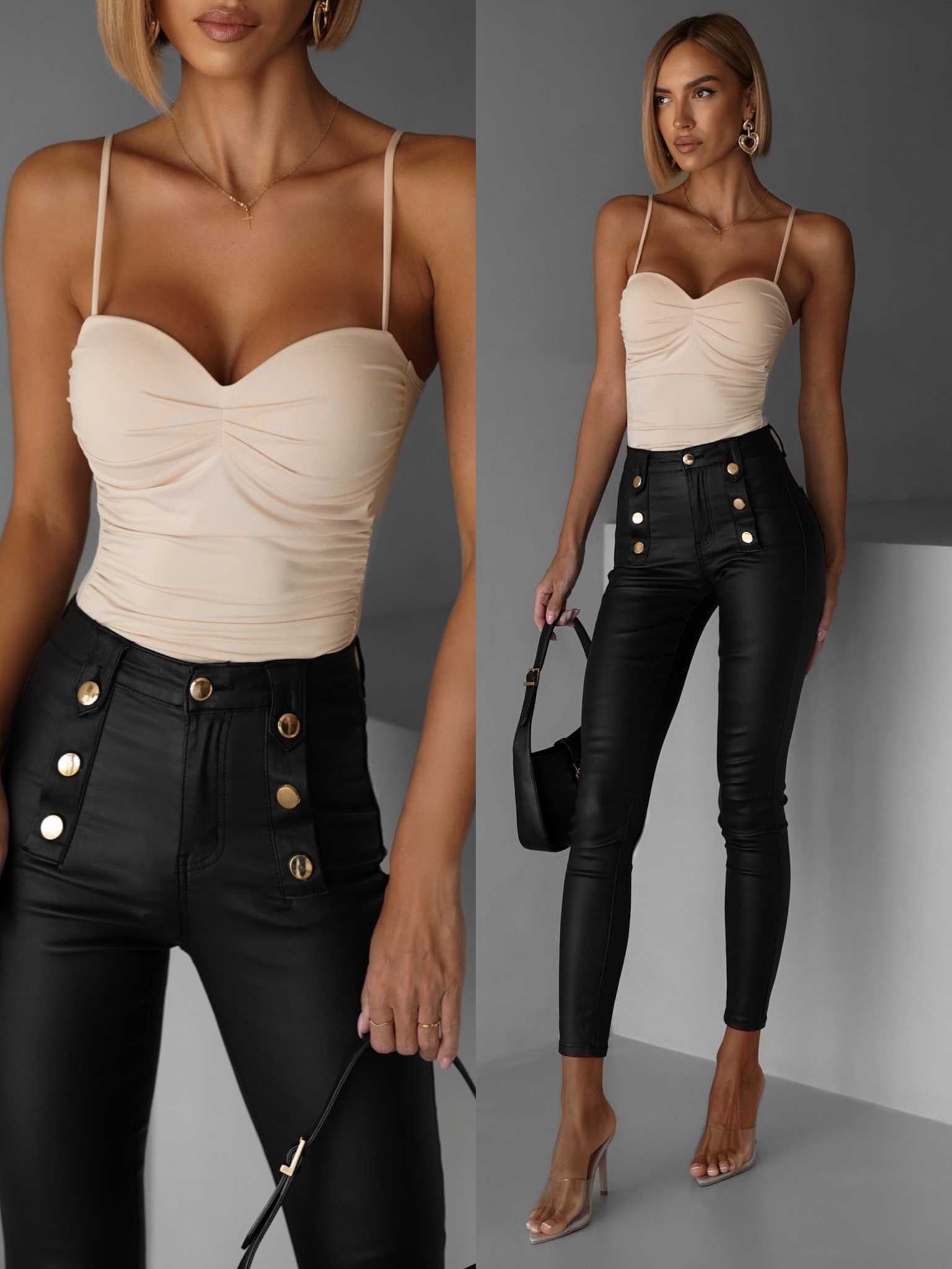 Levně Krémové stylové body korzet AMIRLAN