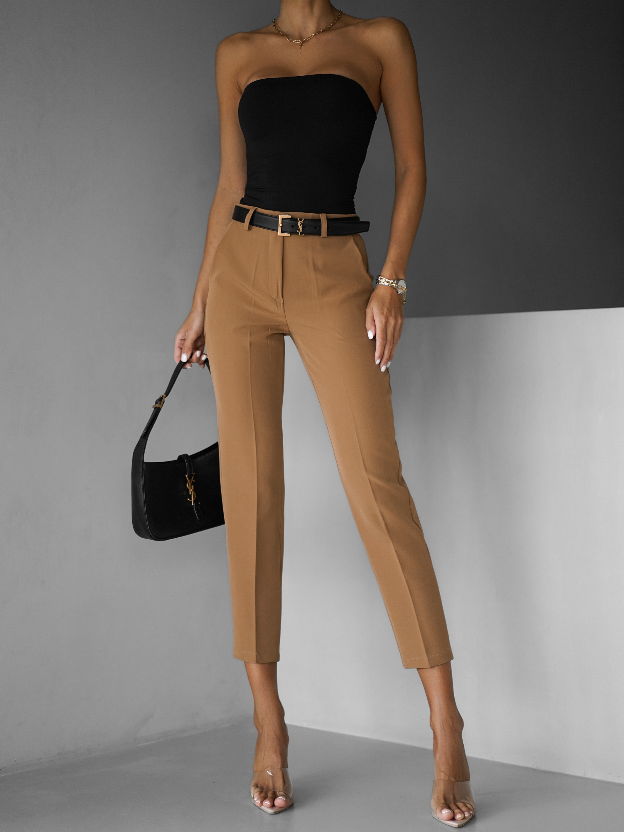 Hnědé elegantní kalhoty HELAENN 