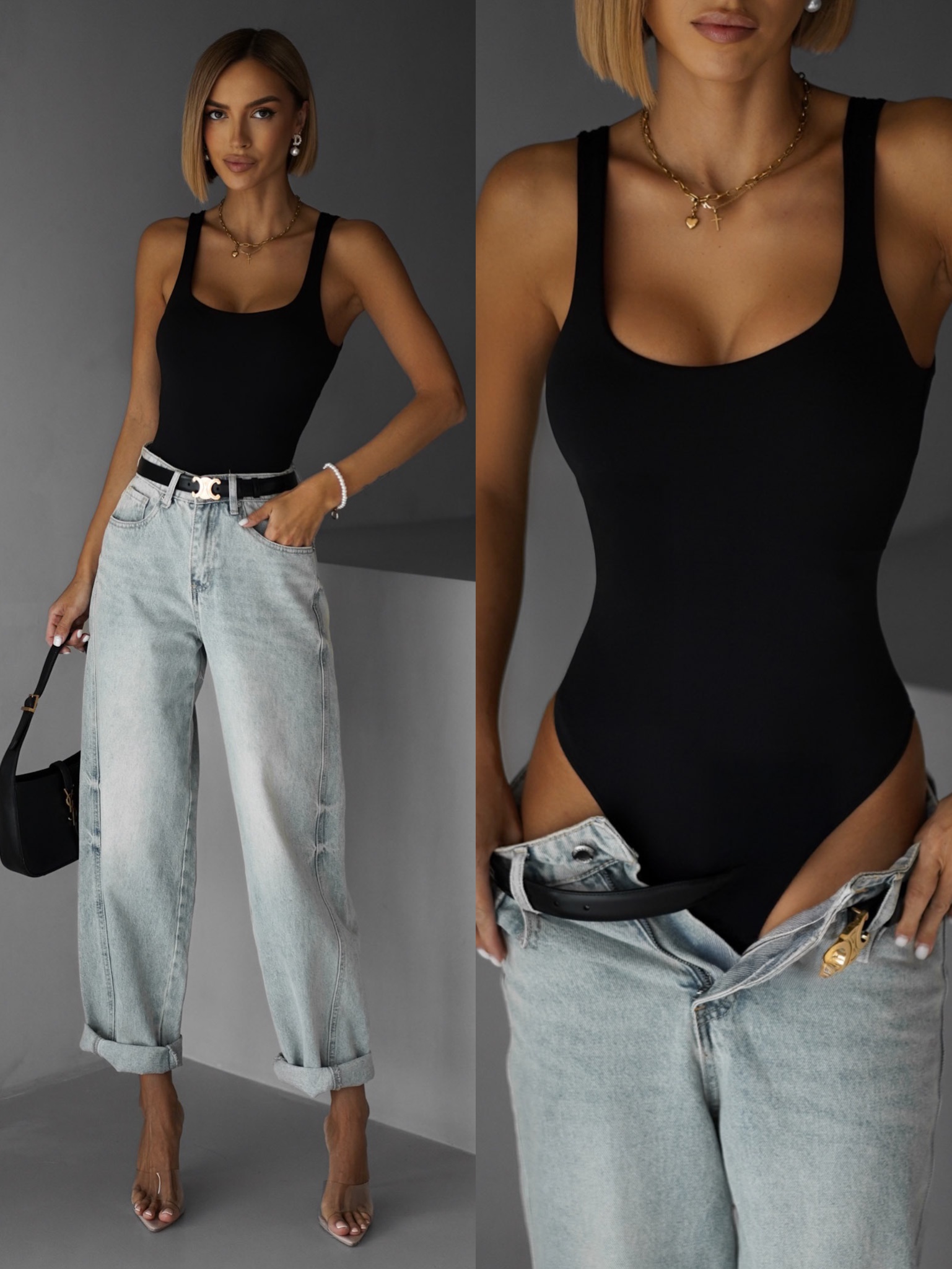 Černé elastické basic jednoduché body VALERI Velikost: ONESIZE