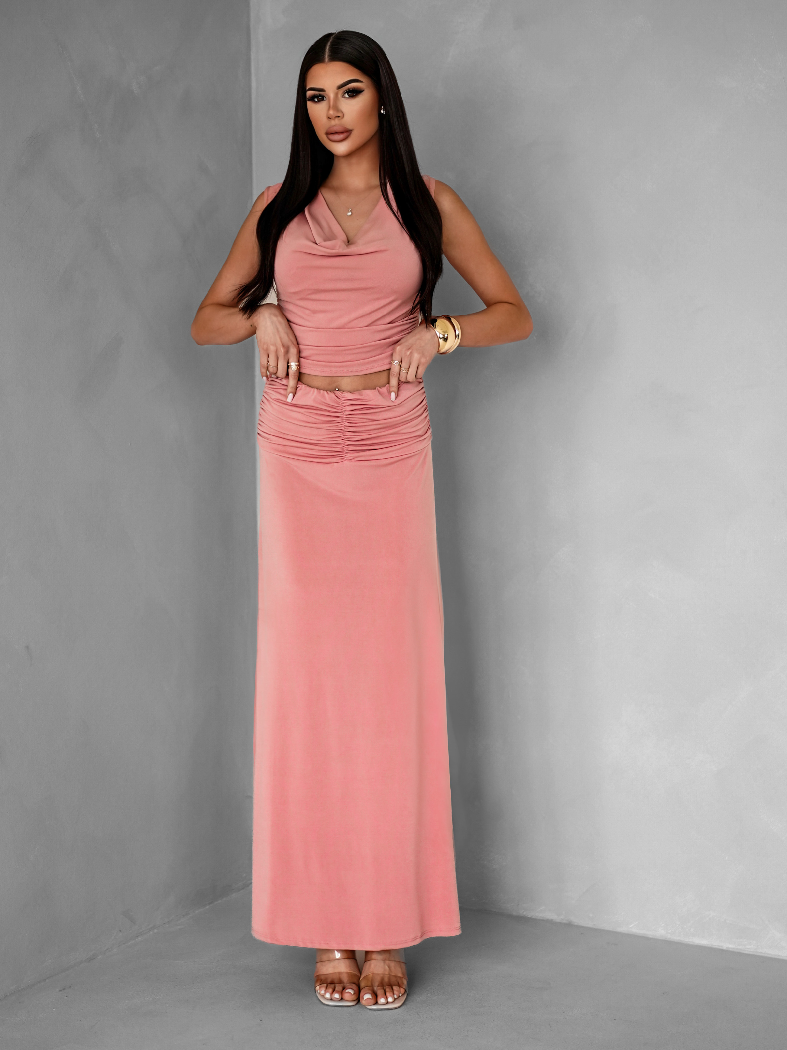 Levně Starorůžový elegantní komplet BALERINE se sukní 