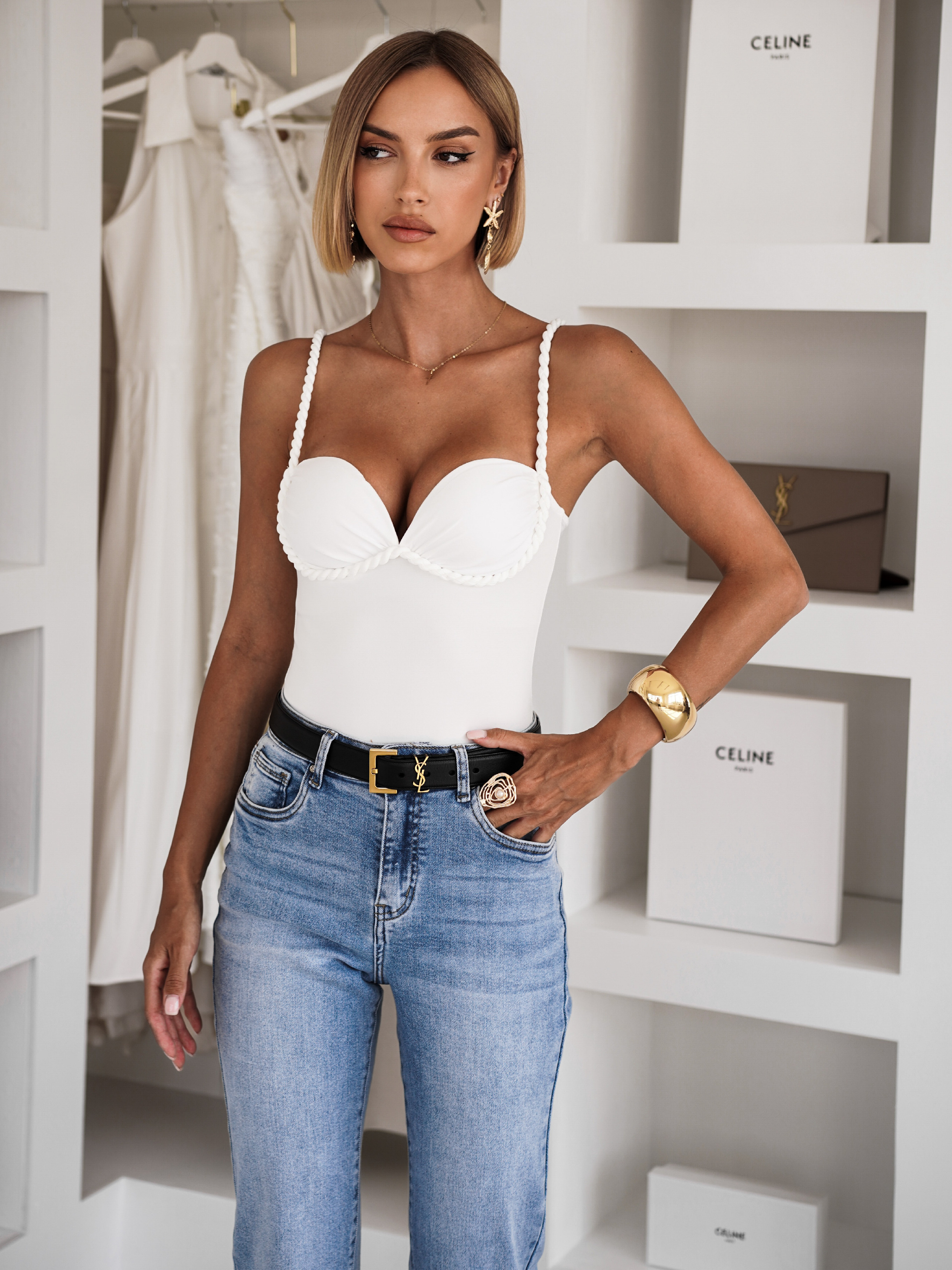 Bílé body korzet STRONYA 