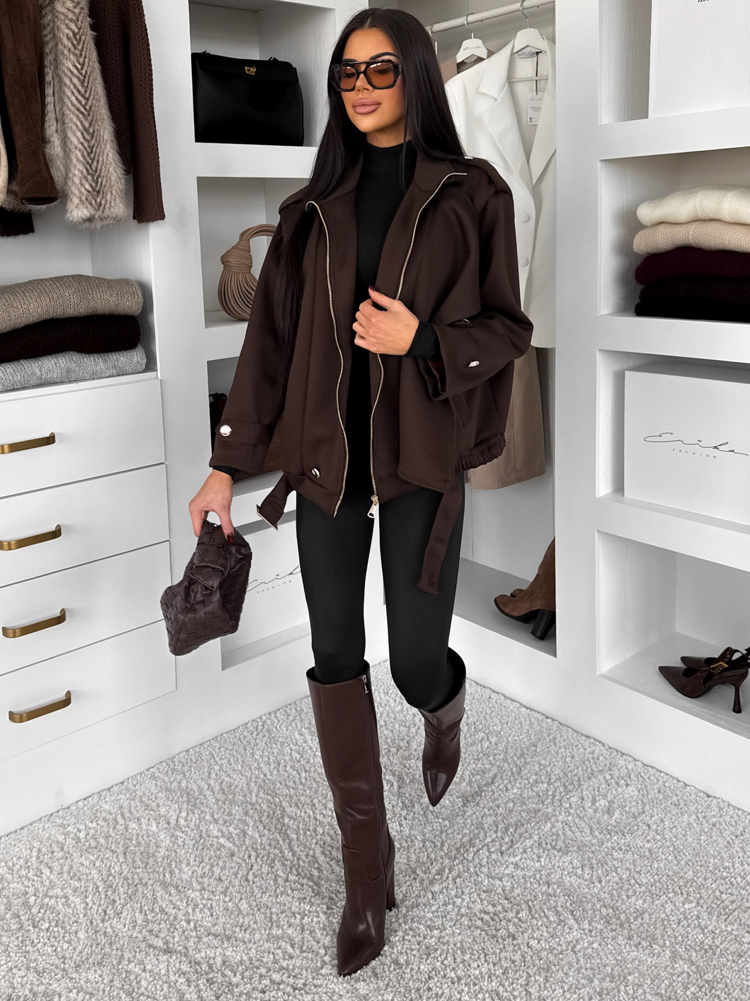 Hnědá stylová bunda KARELAA 