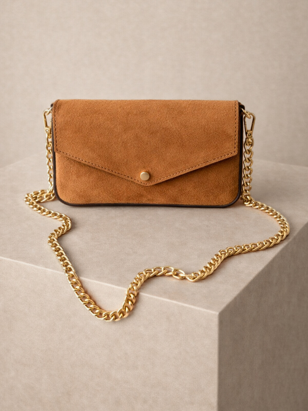 Levně Hnědá kožená cross body mini kabelka MYVOLIS