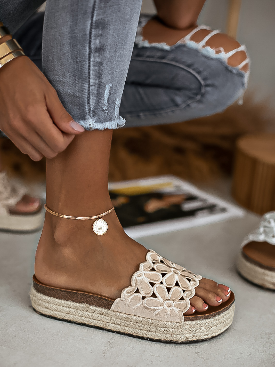 Pantofle Jemma/beige Velikost: 37
