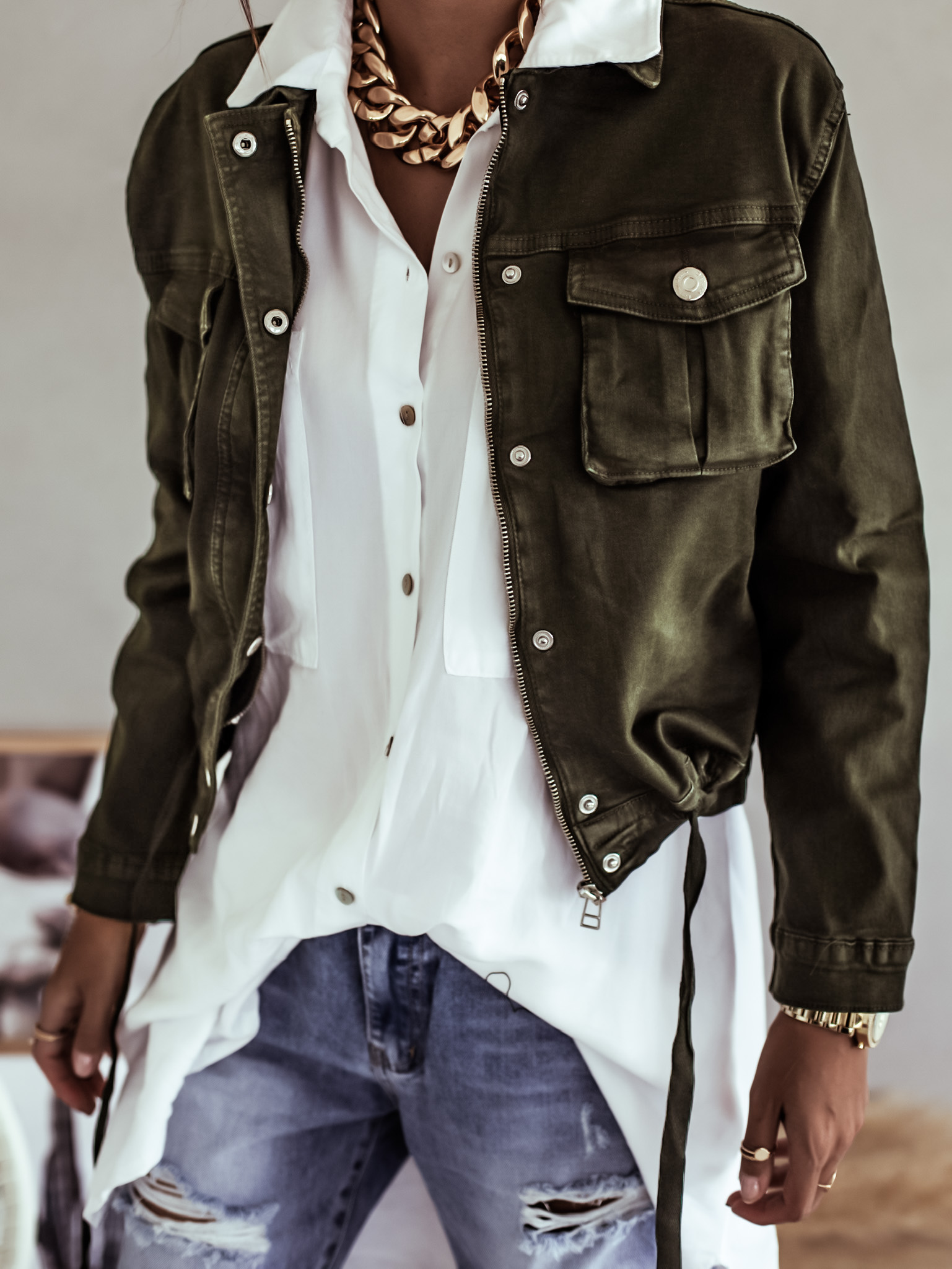 Denim bunda Mary/khaki Velikost: L