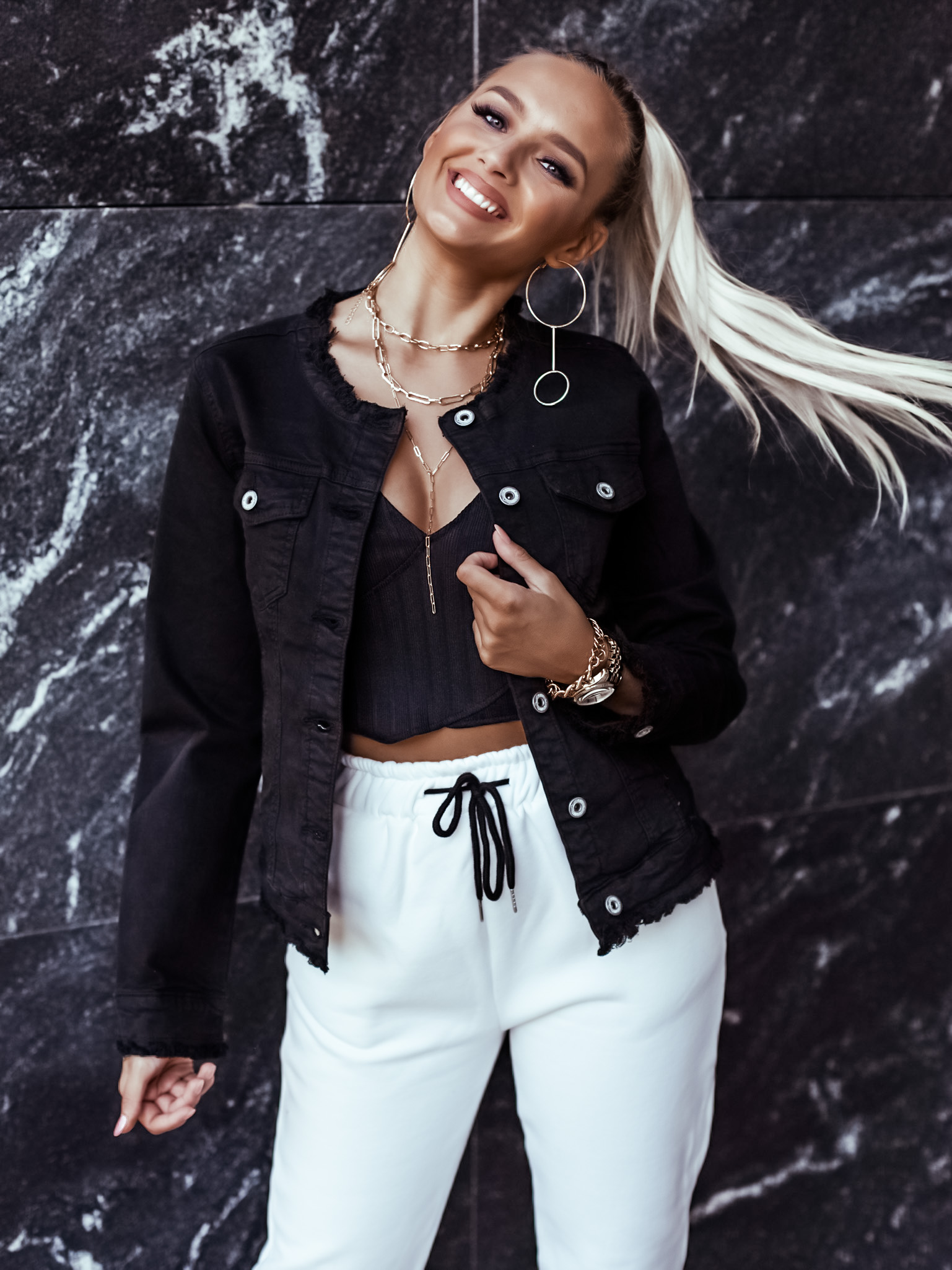 Černá denim bunda JUSTY Velikost: S