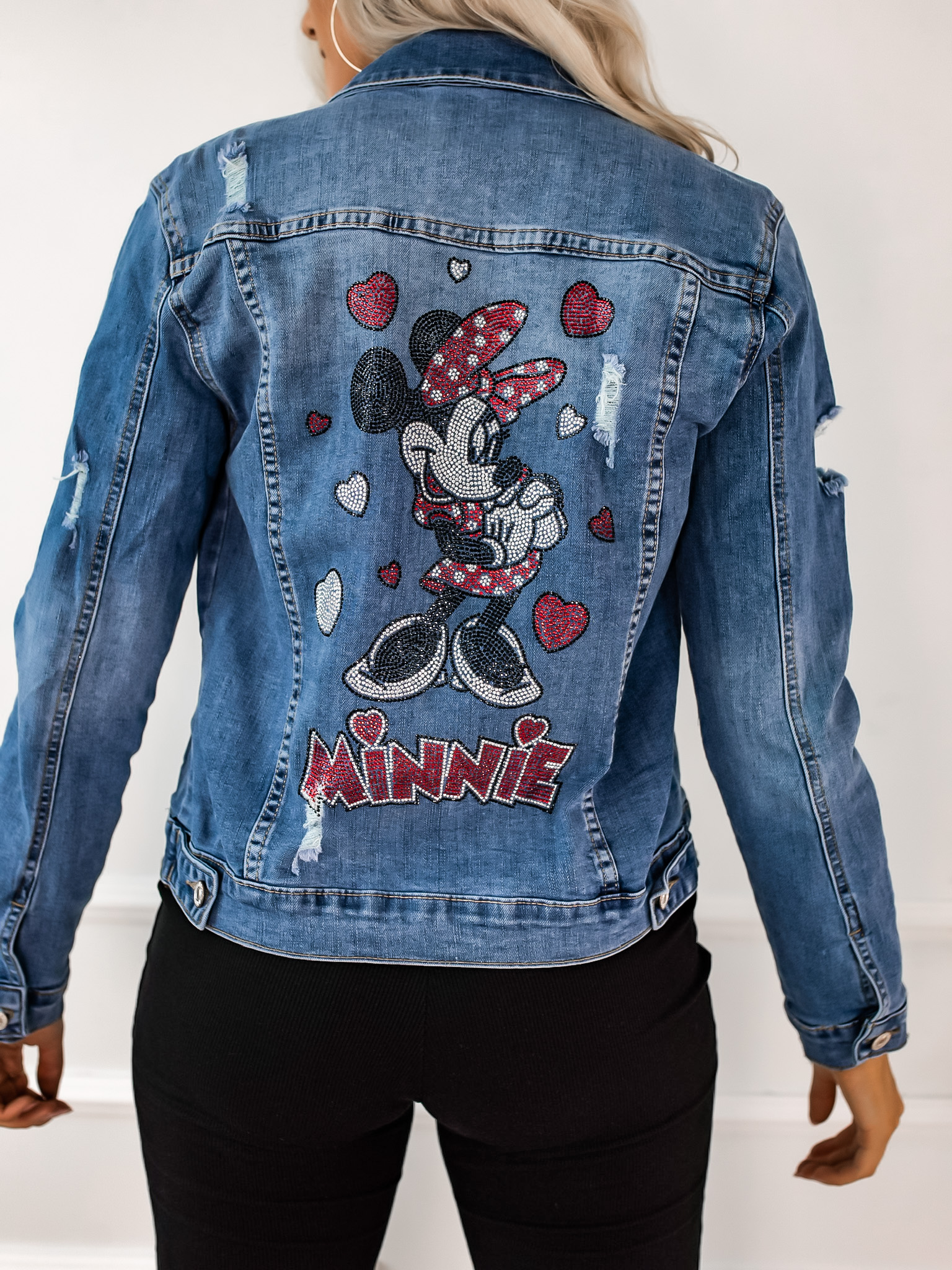 Džínová denim bunda CARE s kamínky Velikost: XL