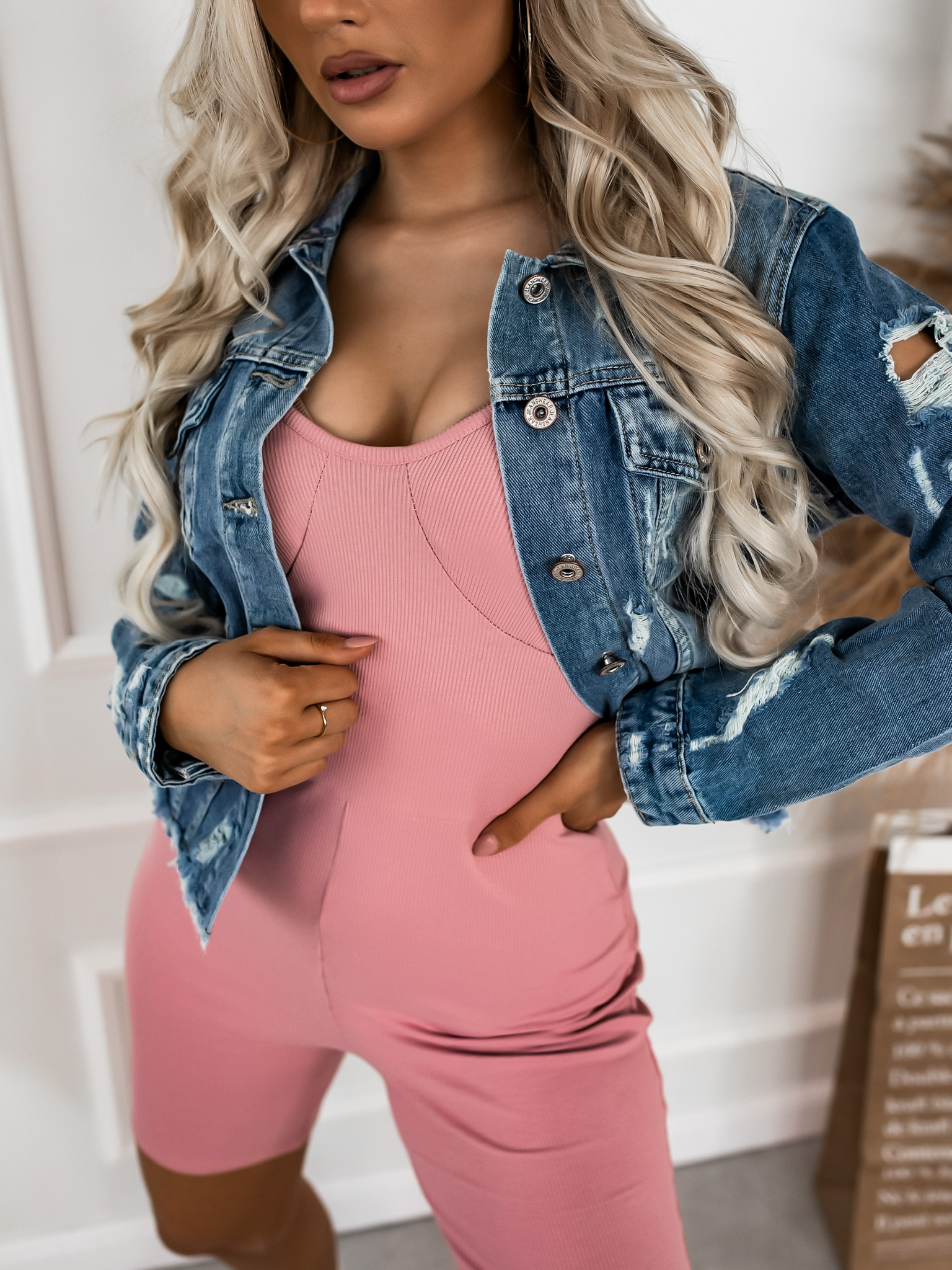 Džínová denim modrá bunda PACE s potiskem Velikost: XXL
