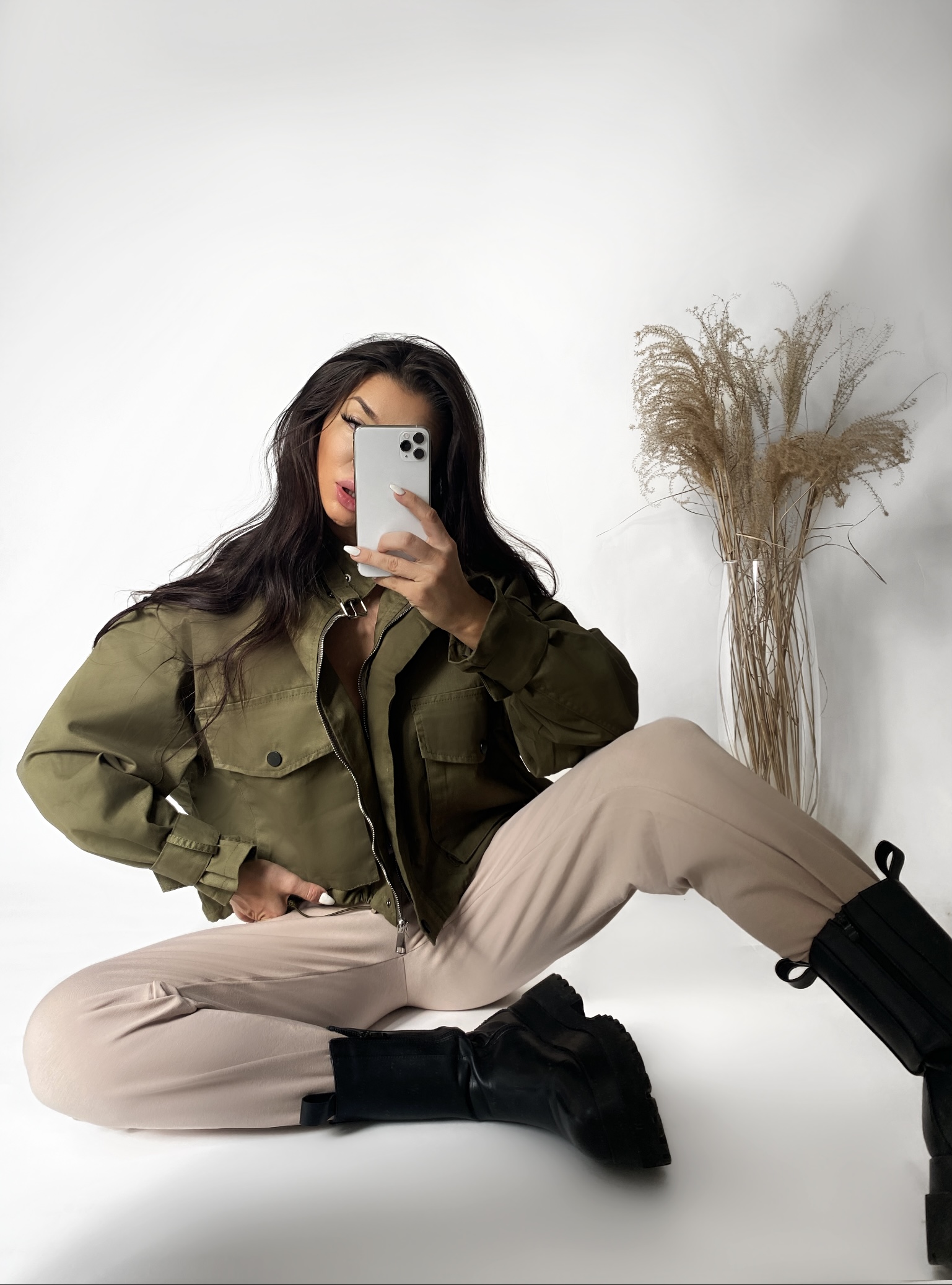 Khaki lehká bundička KILLING volnějšího střihu na zip
