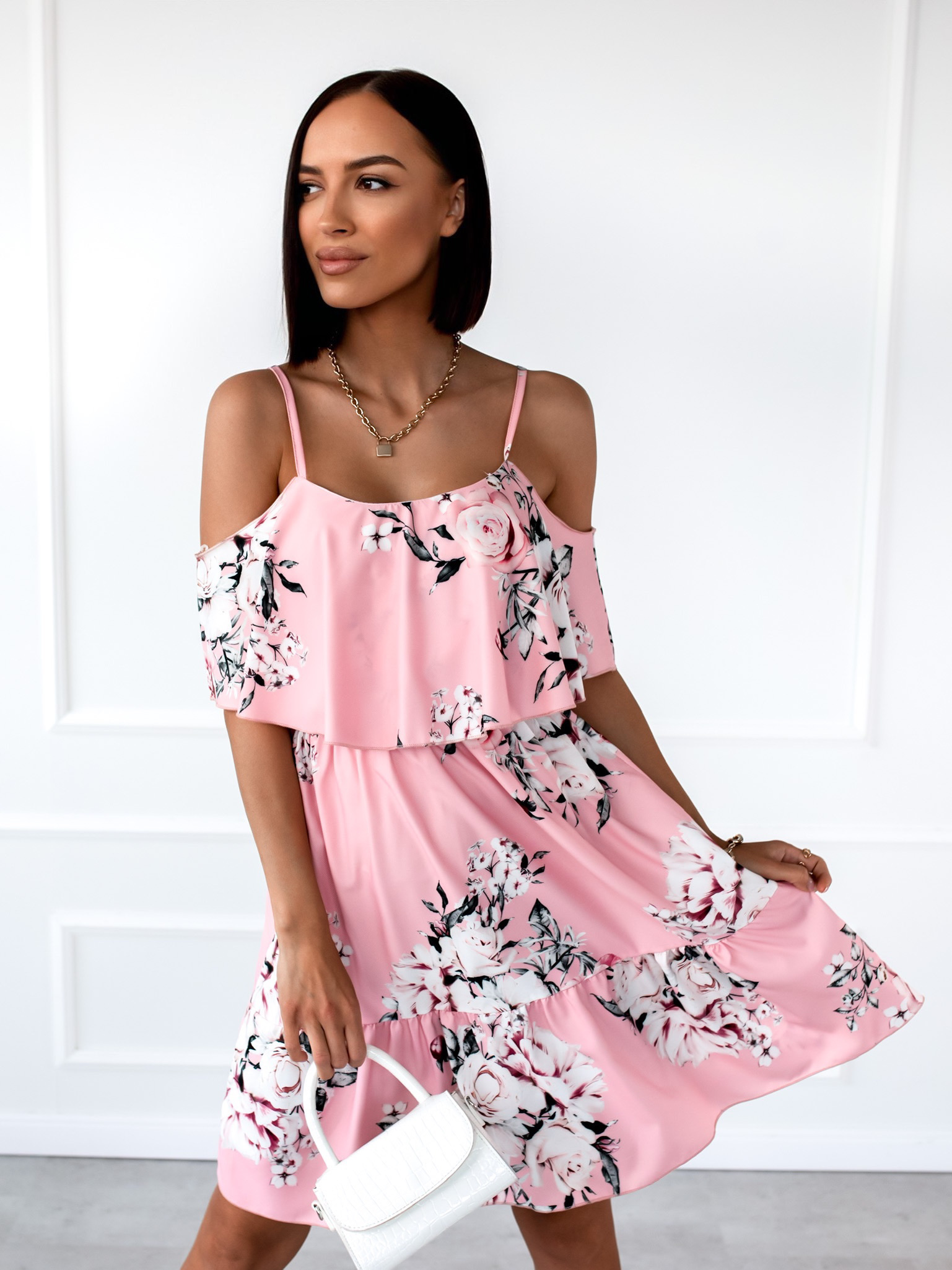 Růžové šaty FROCK s květinovým potiskem