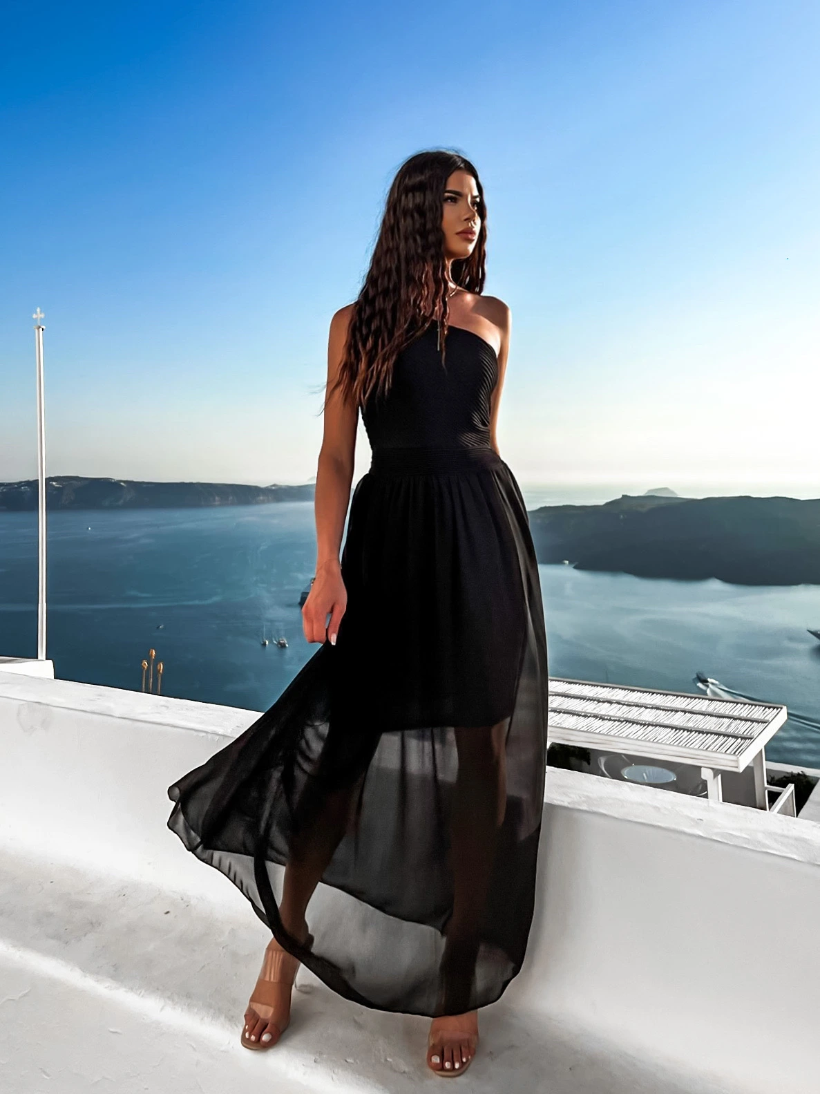 Černé elegantní dlouhé šaty FLOAT