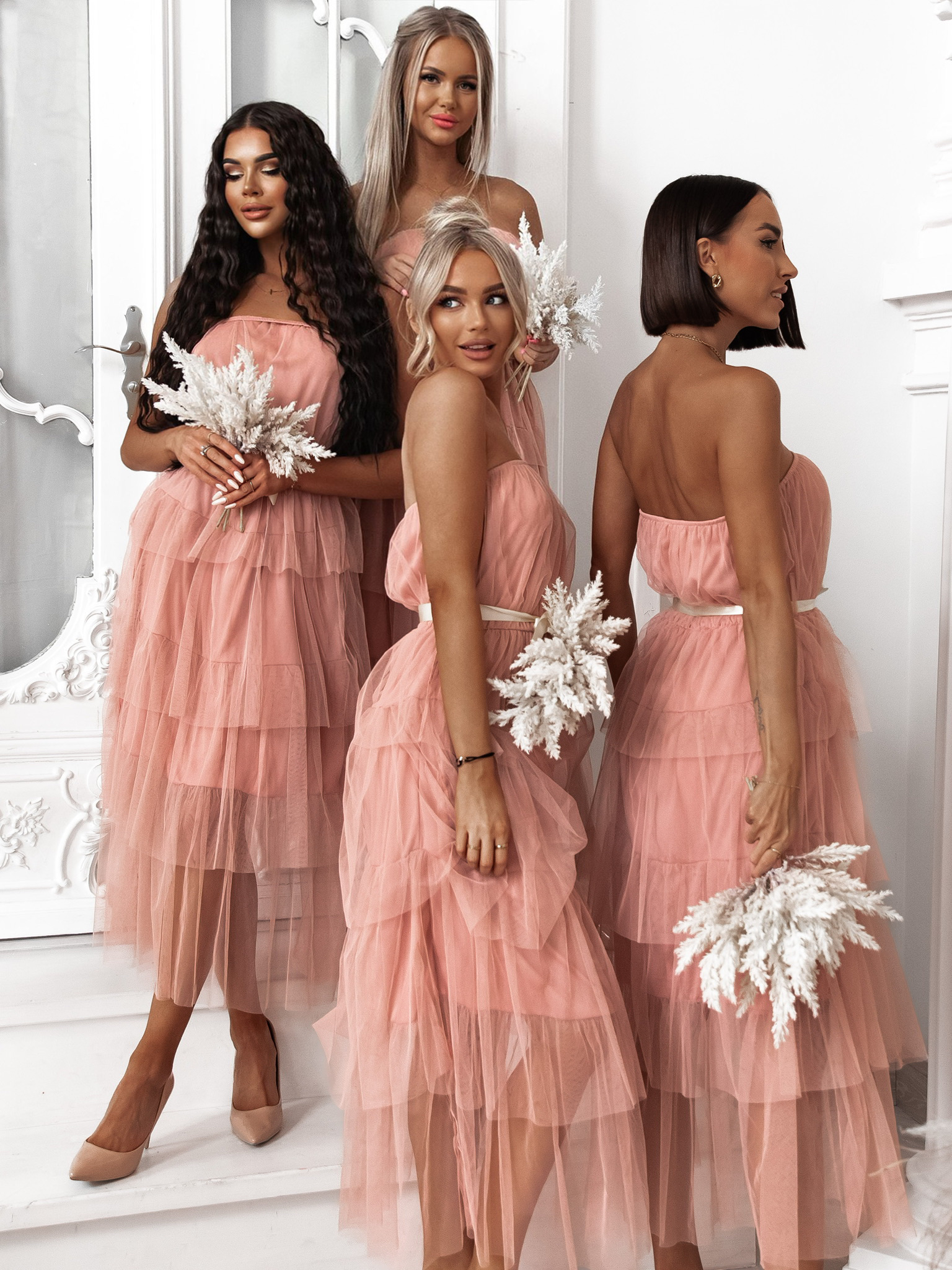 Levně Starorůžové elegantní šaty HARMONIA s mašlí