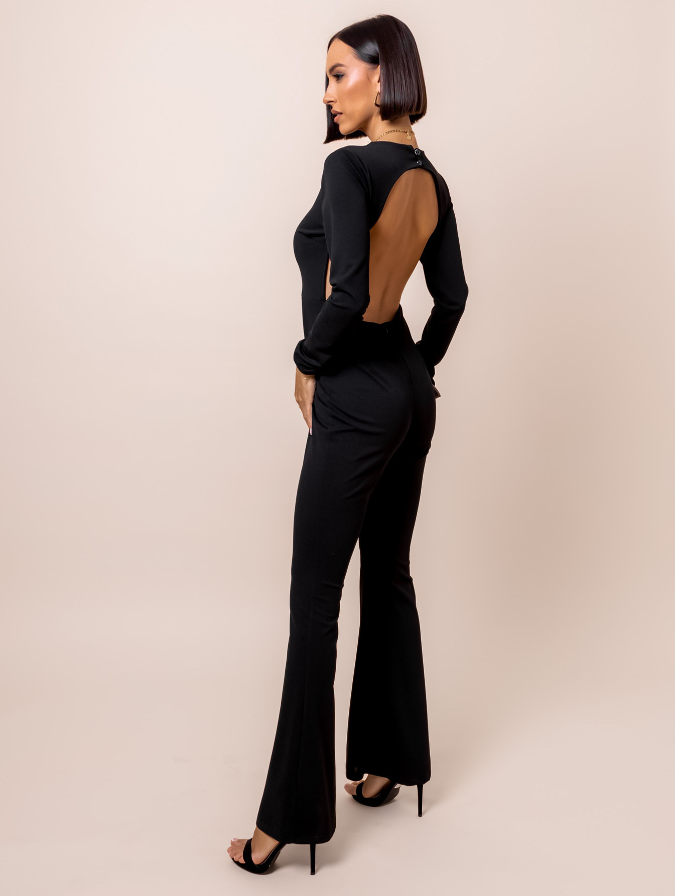 Černý elegantní overal DANTIENS s průstřihy Velikost: ONESIZE