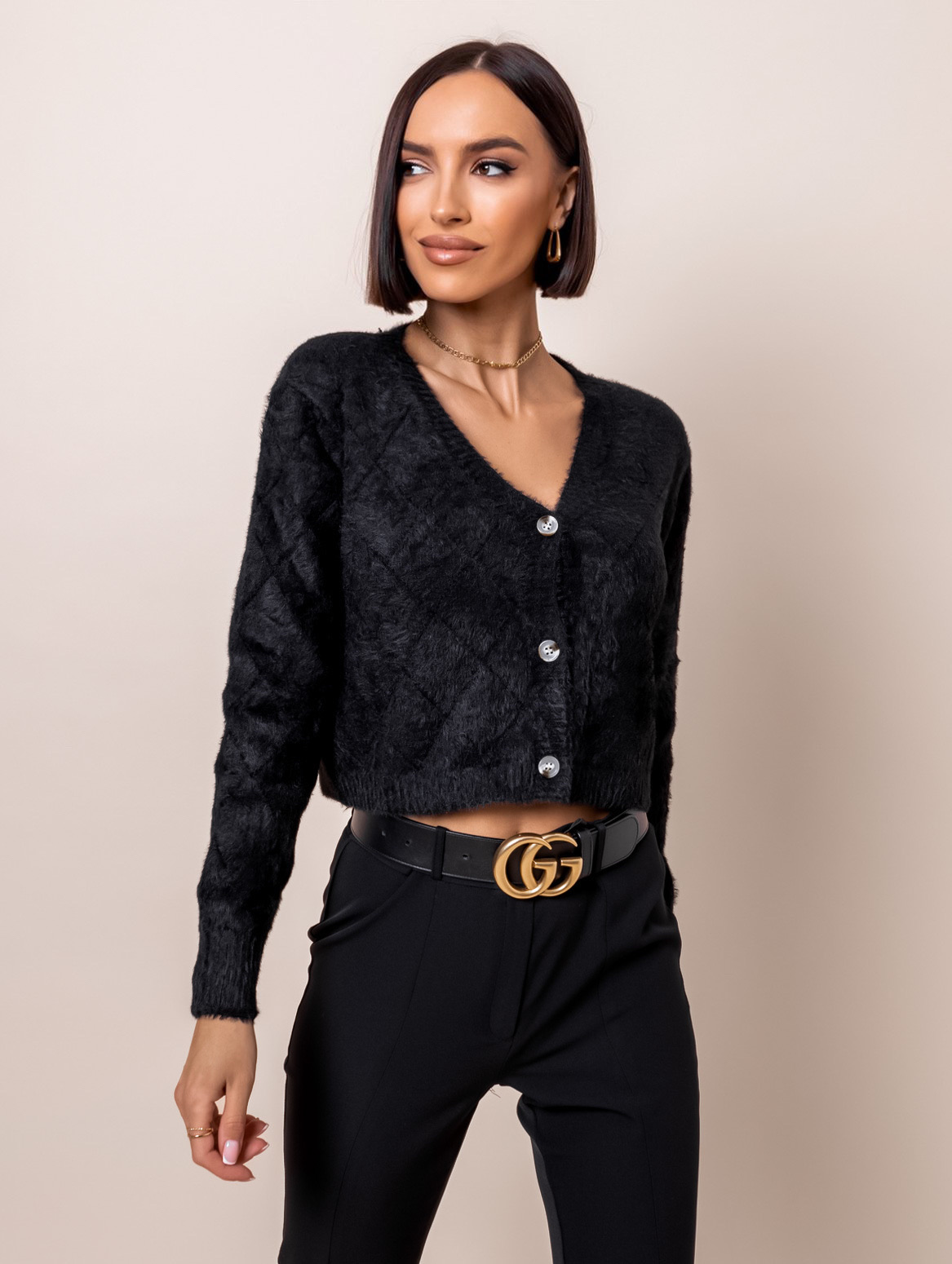 Černý elegantní svetr ARCHIE s topem Velikost: ONESIZE