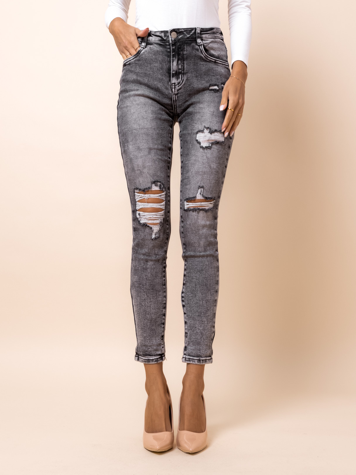 Šedé denim džíny LILLIA Velikost: XL