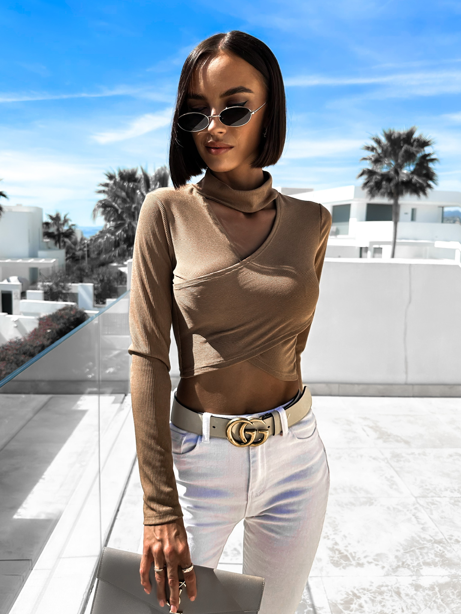 Světle hnědý crop top GAZAYN Velikost: ONESIZE