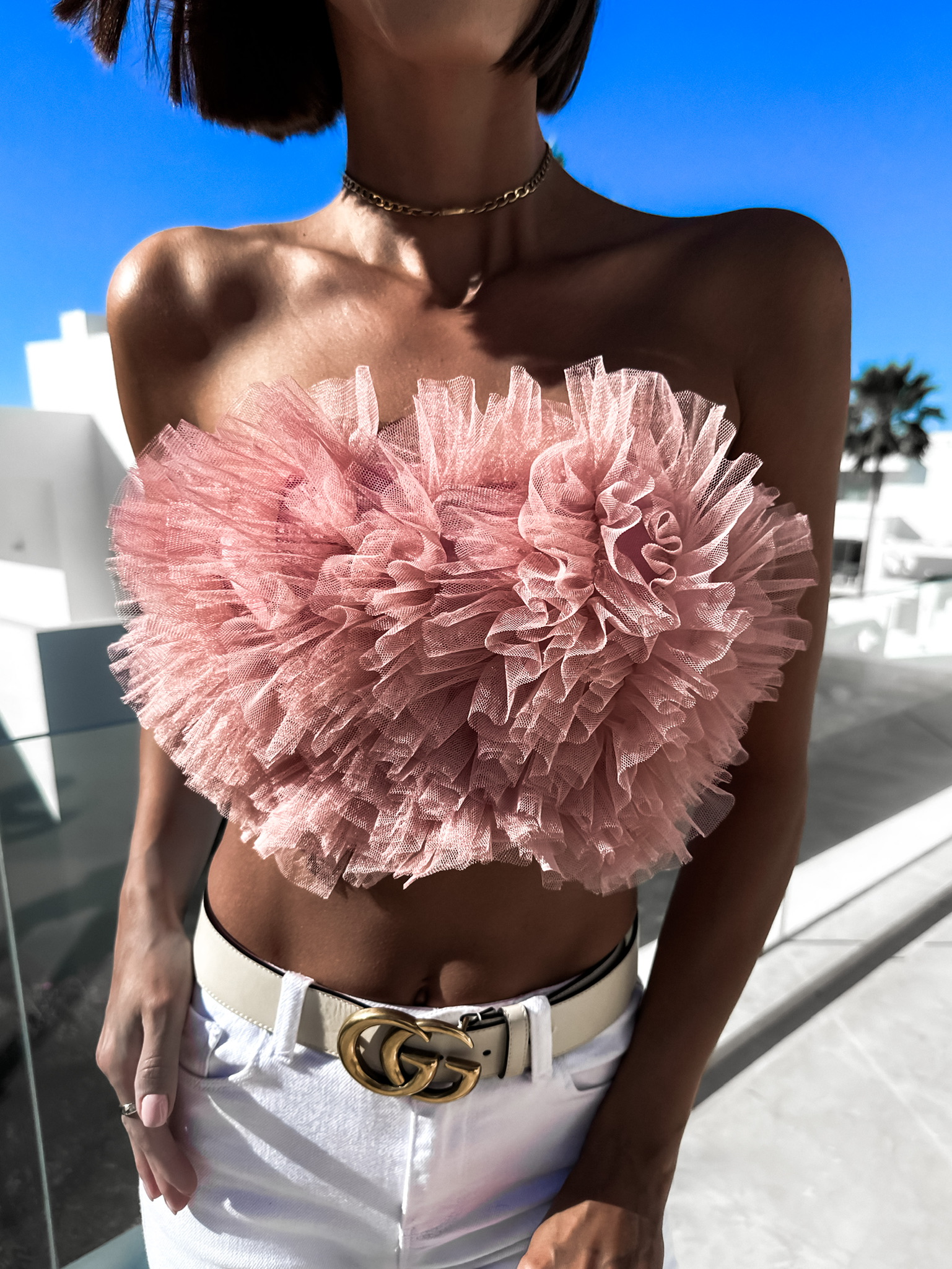 Starorůžový crop top BRIDGET Velikost: ONESIZE