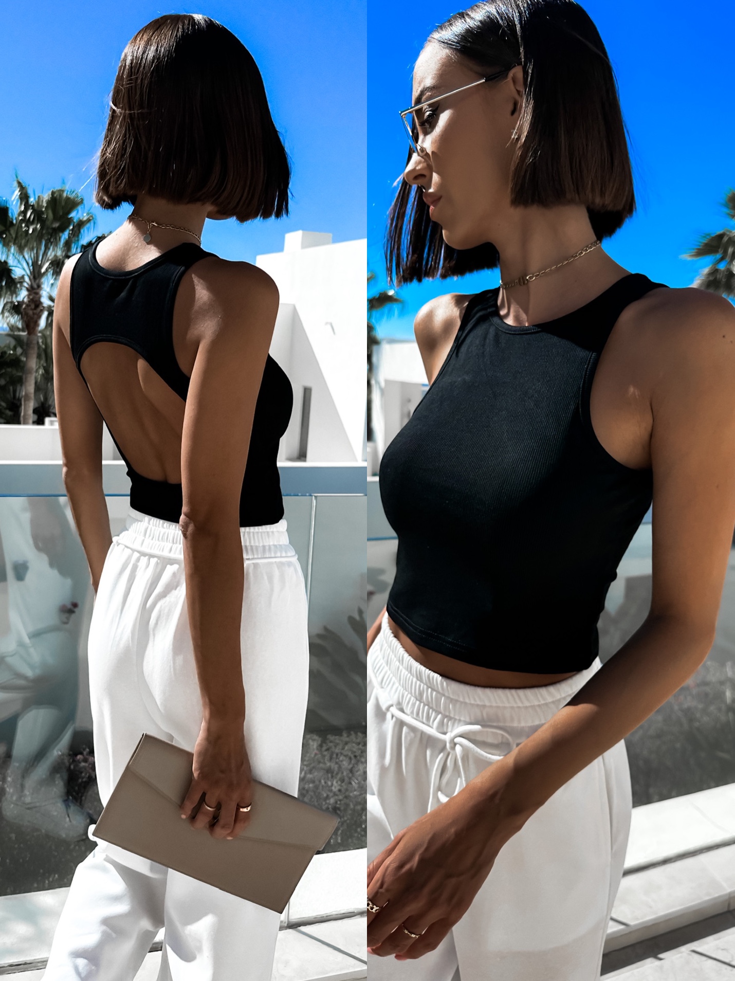 Černý crop top AITO s průstřihem Velikost: S/M