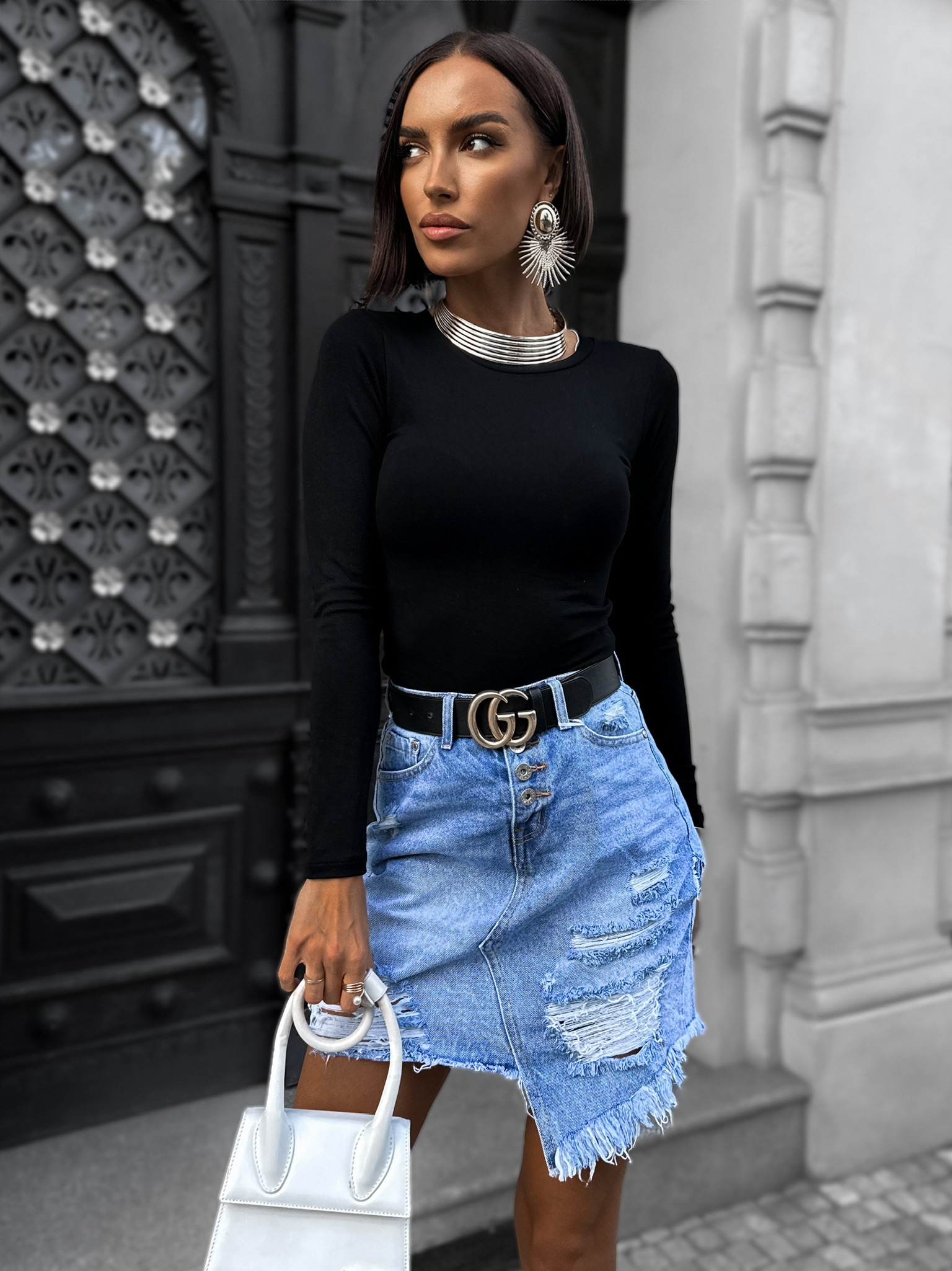 Modrá denim sukně KAZUNO Velikost: M