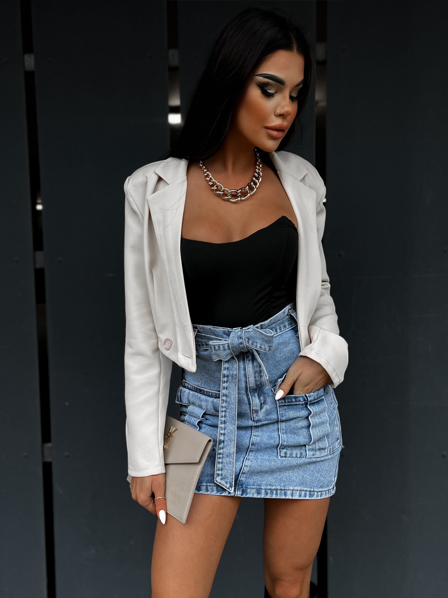 Modrá denim sukně SHELLY Velikost: XS
