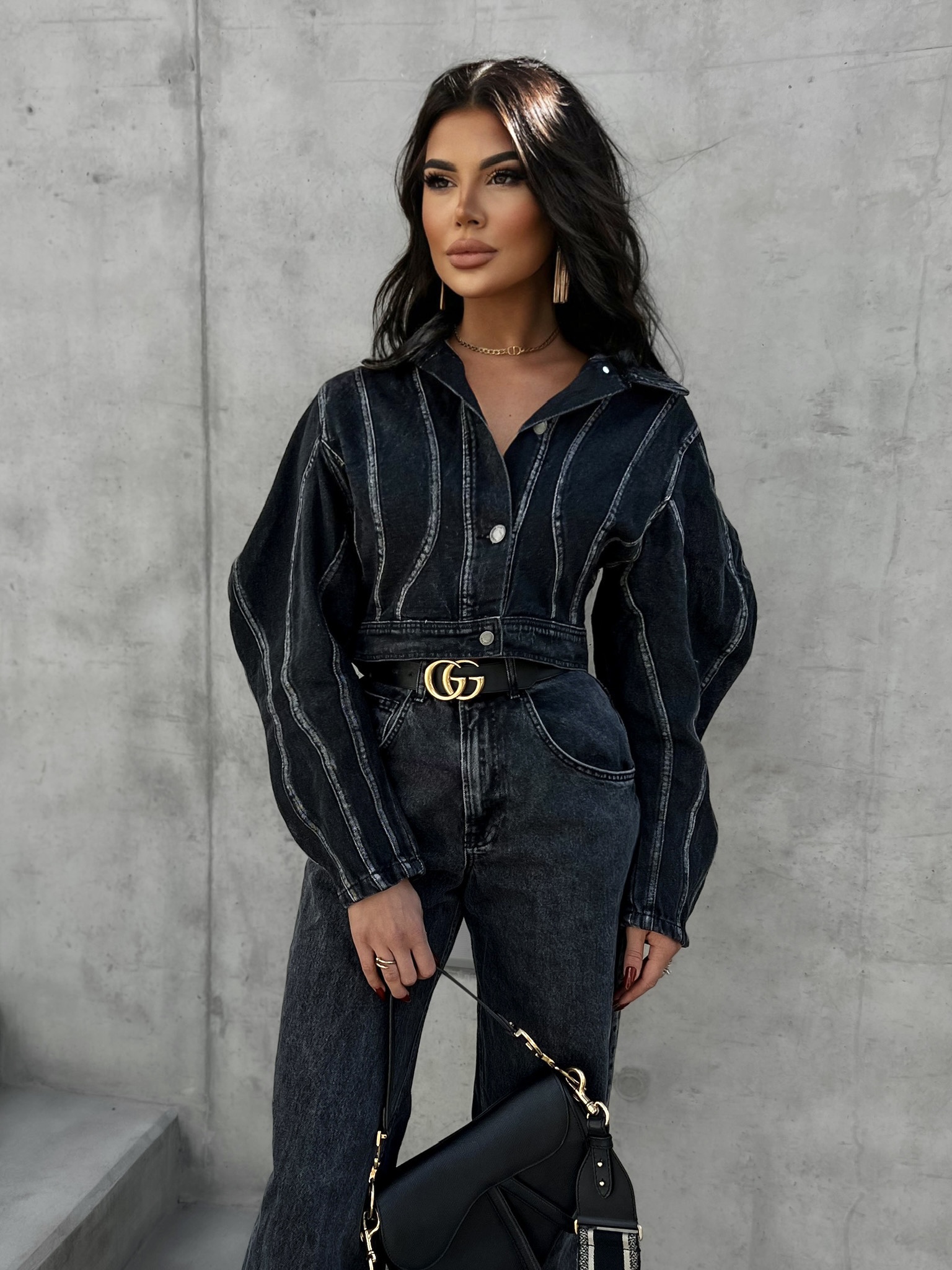 Černá krátká denim bunda SPARKYS Velikost: M/L