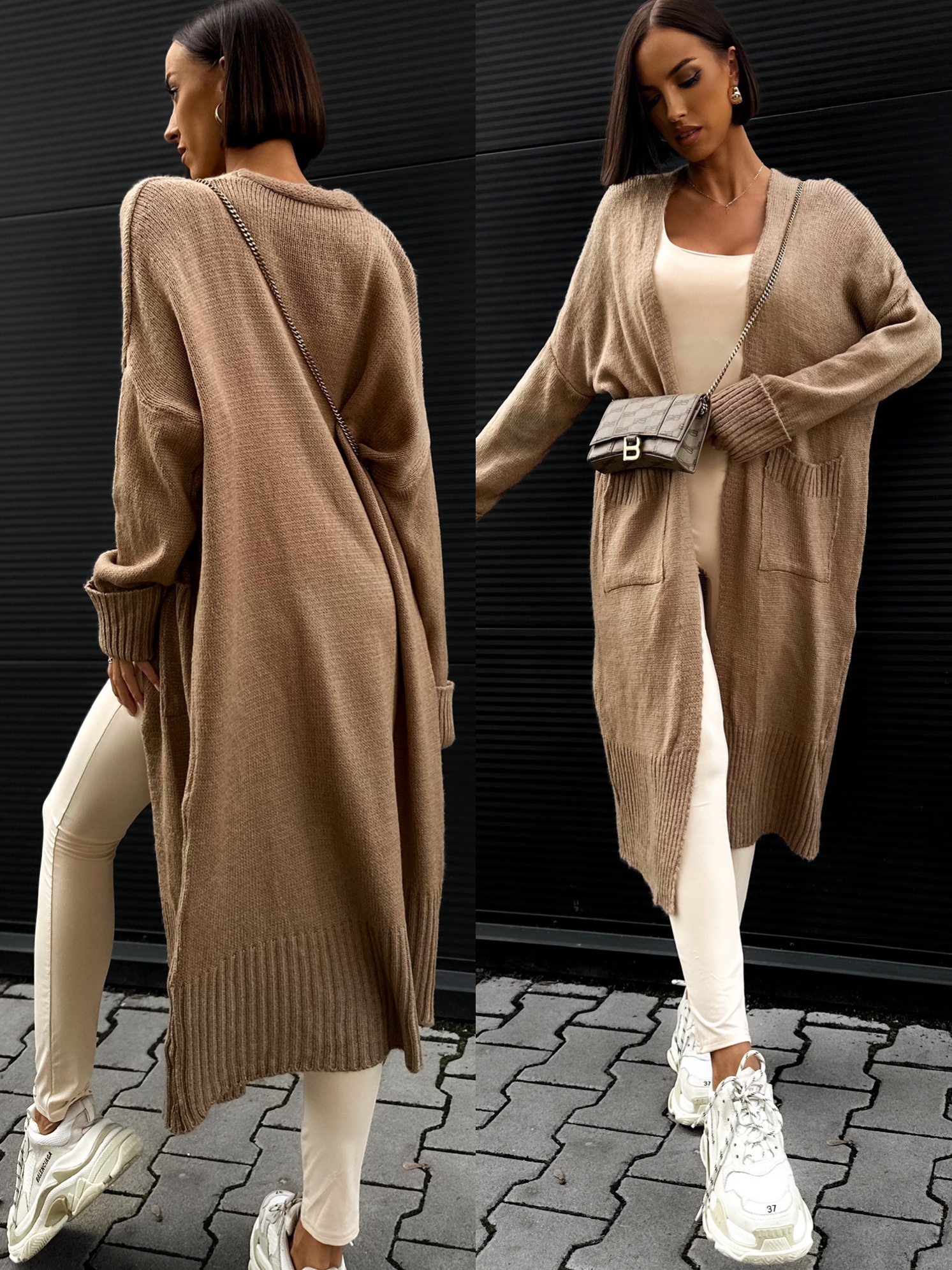 Hnědý dlouhý cardigan TULUM Velikost: ONESIZE