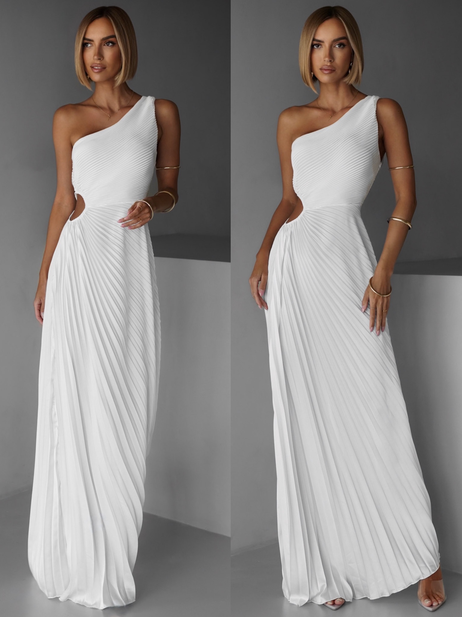 Levně Bílé elegantní šaty SUNTILS