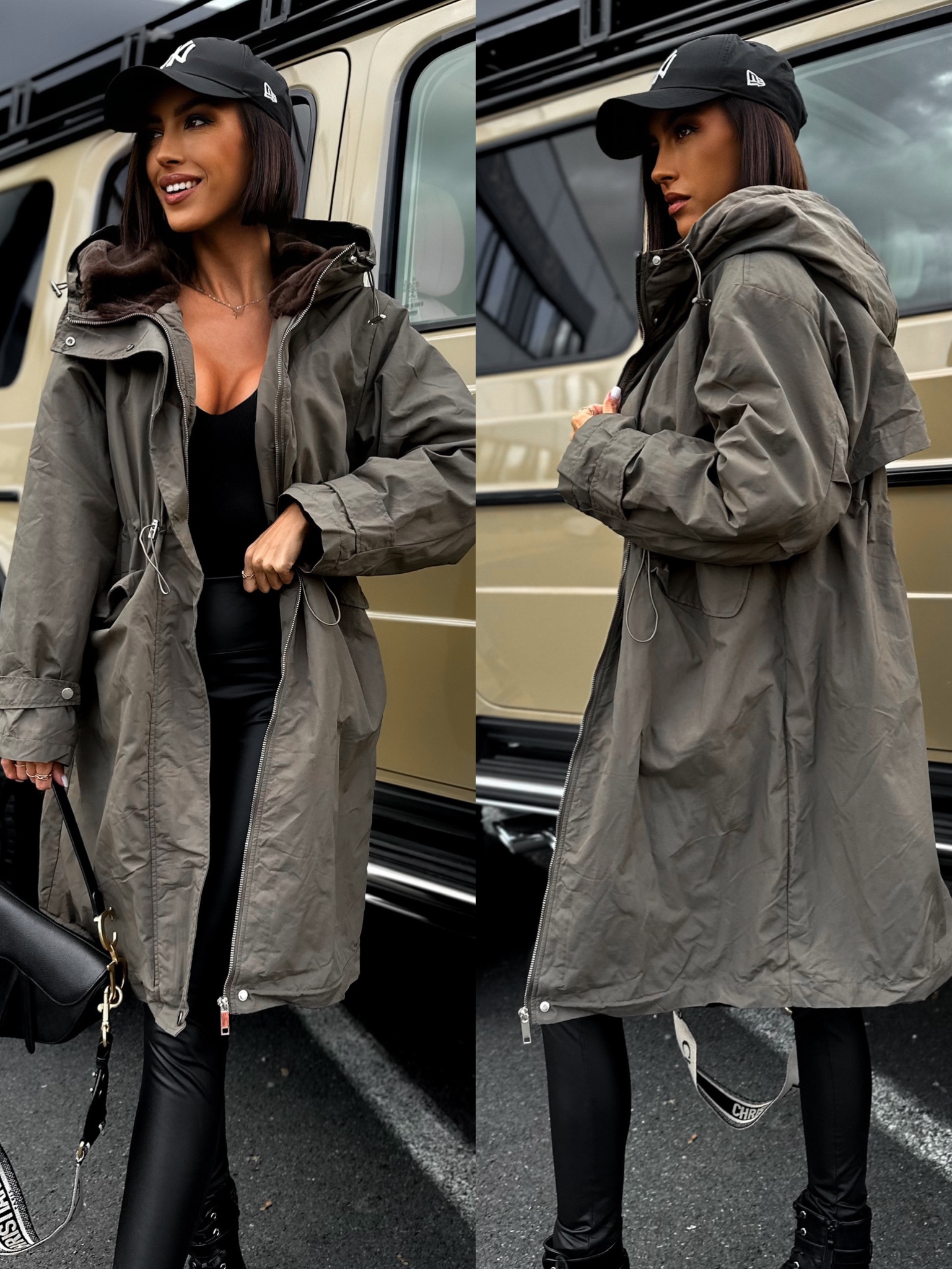 Khaki stylová parka AMBITIONS Velikost: S