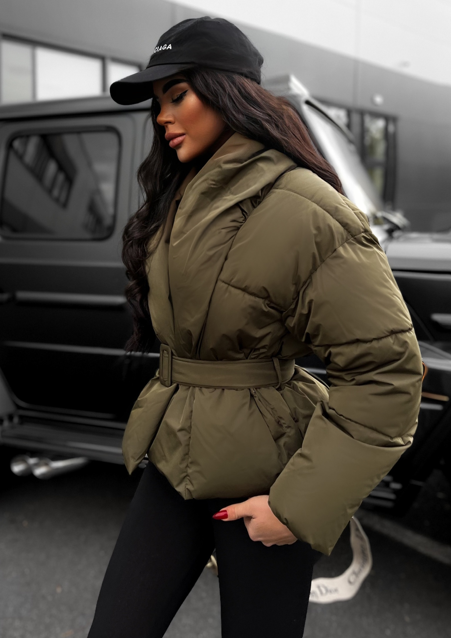 Khaki zavinovací bunda CELLINE